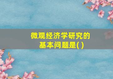 微观经济学研究的基本问题是( )